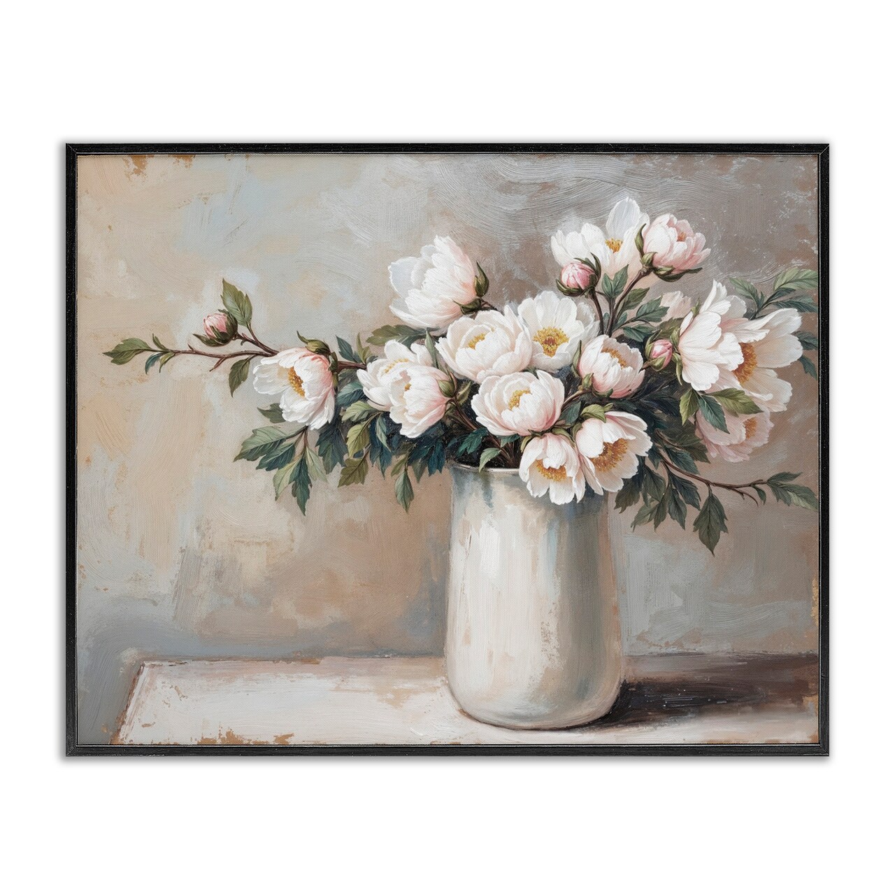 Stupell Industries White Flowers in Vase Still Life Framed Giclee, design by Lettered and Lined